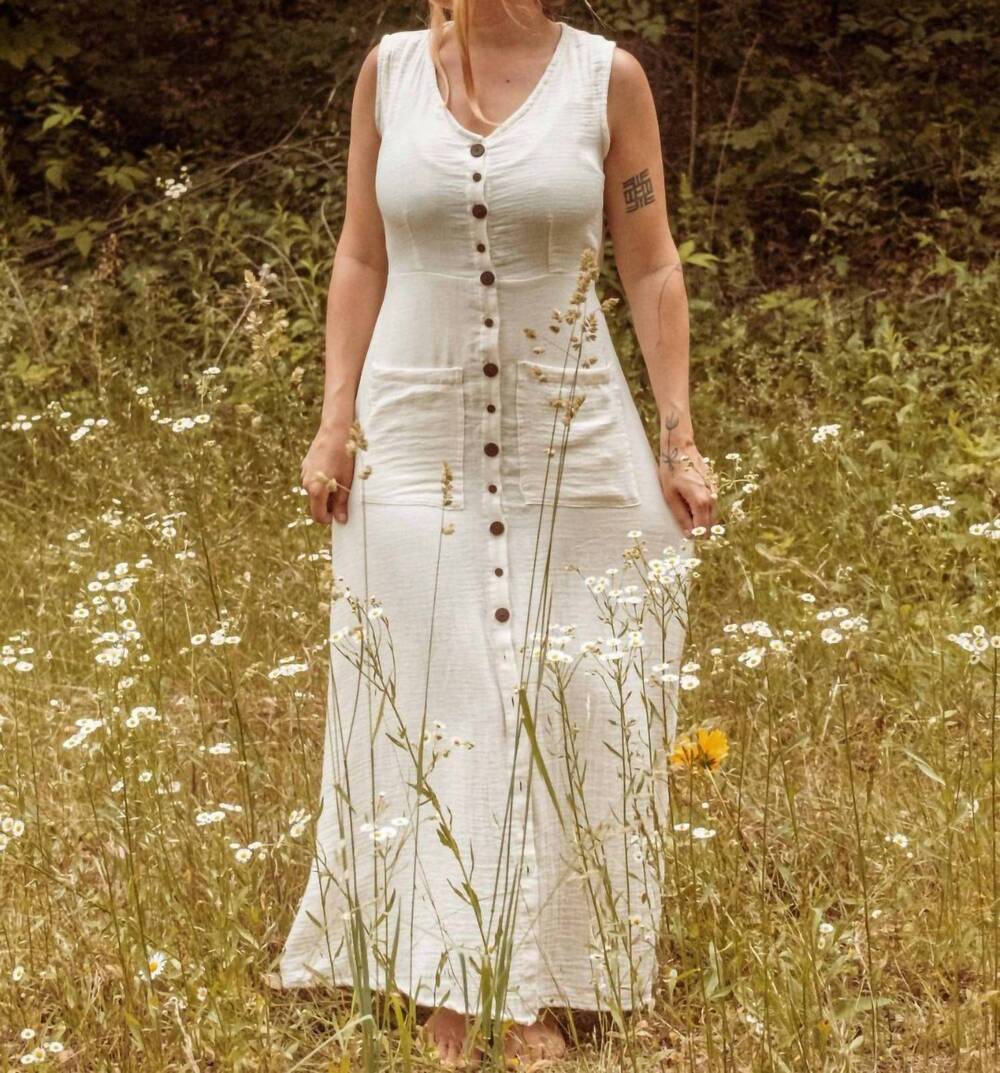 NEW GARDENBELLE organic core style button down dress in ivory